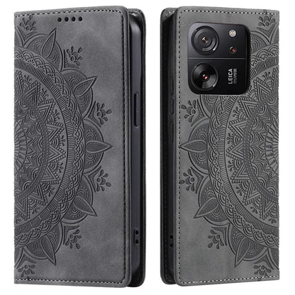 For Xiaomi 13T / 13T Pro / Redmi K60 Ultra Wallet Imprinted Flower Pattern Leather Case Phone Cover