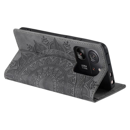 For Xiaomi 13T / 13T Pro / Redmi K60 Ultra Wallet Imprinted Flower Pattern Leather Case Phone Cover