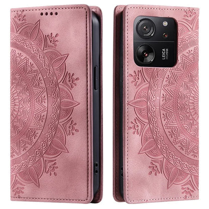 For Xiaomi 13T / 13T Pro / Redmi K60 Ultra Wallet Imprinted Flower Pattern Leather Case Phone Cover