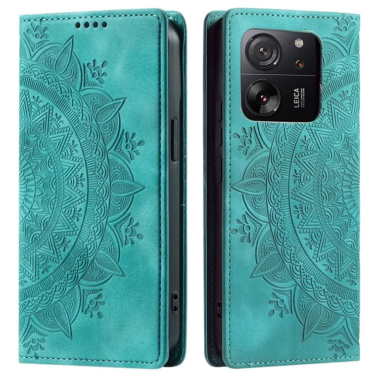 For Xiaomi 13T / 13T Pro / Redmi K60 Ultra Wallet Imprinted Flower Pattern Leather Case Phone Cover