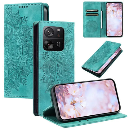 For Xiaomi 13T / 13T Pro / Redmi K60 Ultra Wallet Imprinted Flower Pattern Leather Case Phone Cover