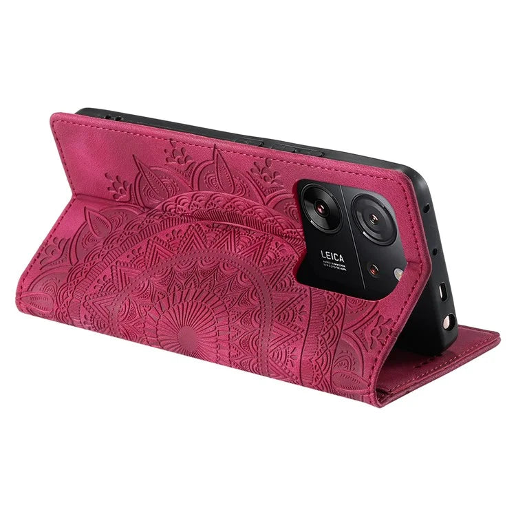For Xiaomi 13T / 13T Pro / Redmi K60 Ultra Wallet Imprinted Flower Pattern Leather Case Phone Cover