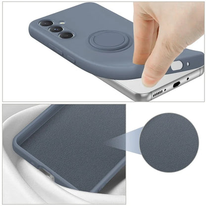 For Samsung Galaxy A05s 4G Liquid Silicone Case Ring Kickstand Cover with Strap