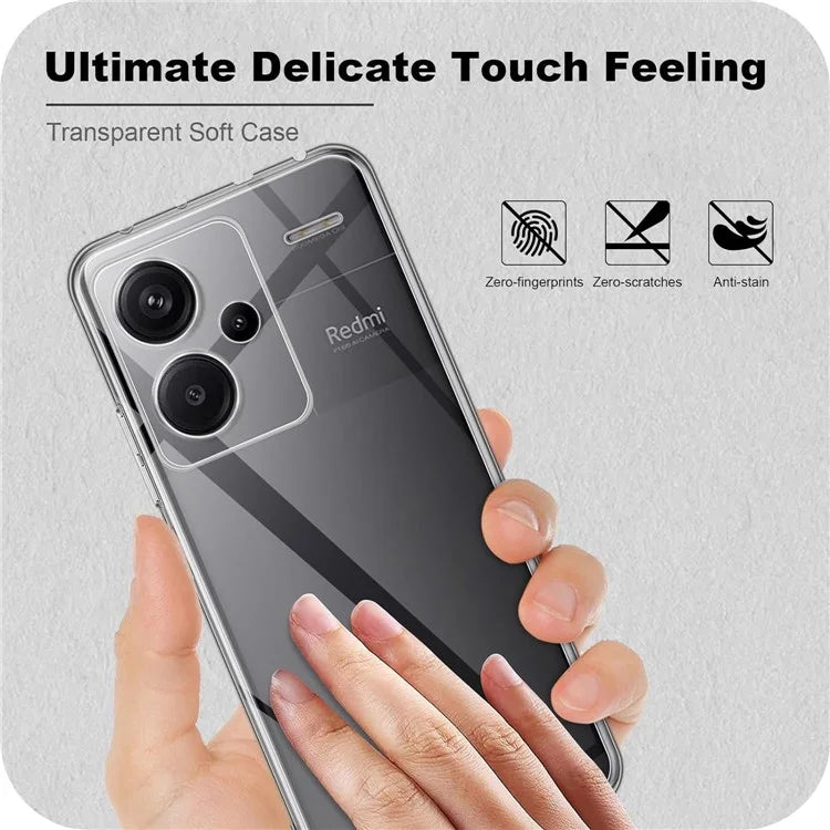 For Xiaomi Redmi Note 13 Pro+ 5G Clear Case Anti-fingerprint Soft TPU Phone Back Cover