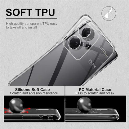 For Xiaomi Redmi Note 13 Pro+ 5G Clear Case Anti-fingerprint Soft TPU Phone Back Cover