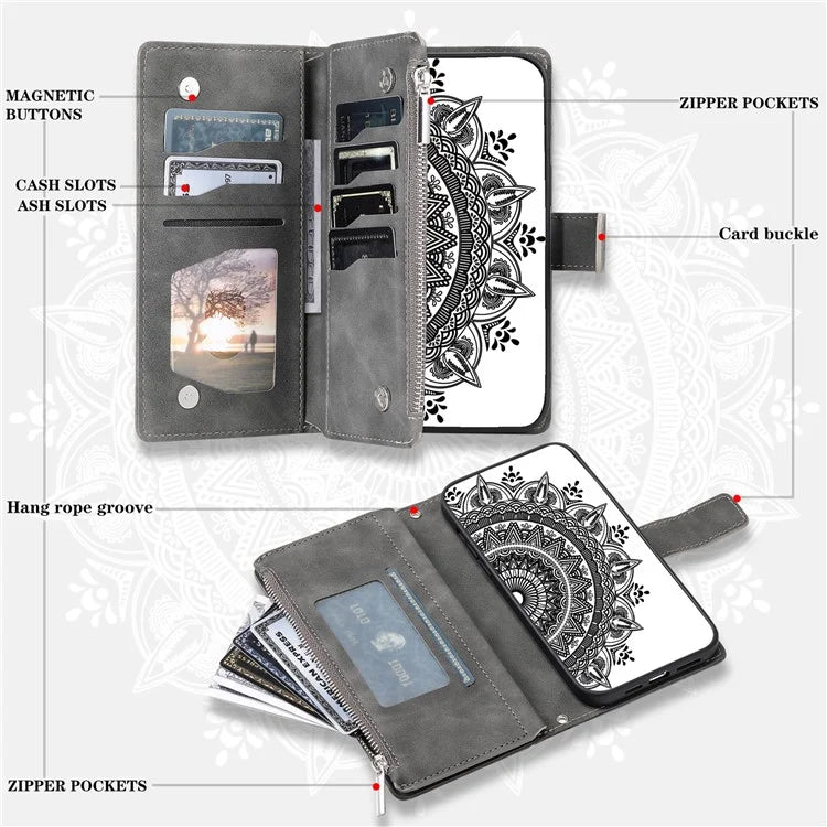 For Xiaomi Redmi Note 13 Pro+ 5G Leather Case Mandala Pattern Wallet Phone Cover