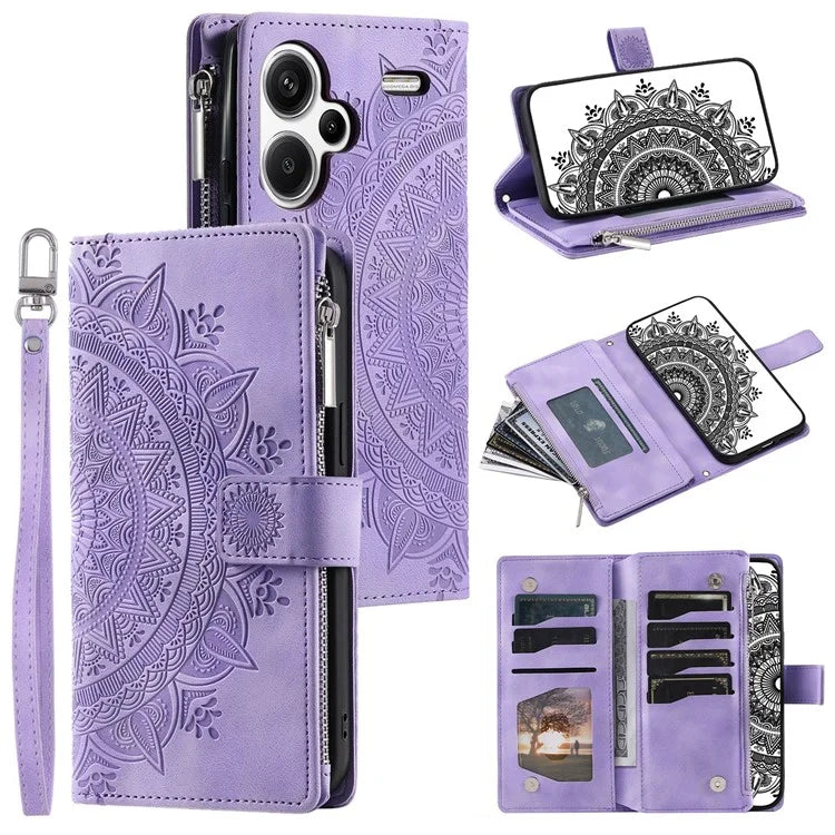 For Xiaomi Redmi Note 13 Pro+ 5G Leather Case Mandala Pattern Wallet Phone Cover