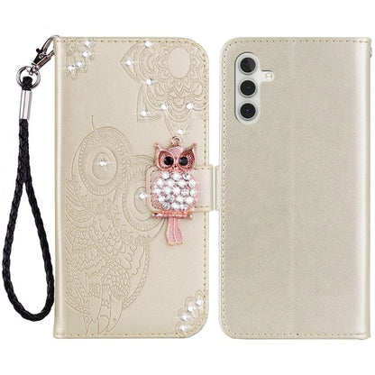 For Samsung Galaxy A35 5G Wallet Case Leather Phone Cover Owl Flower Imprinted