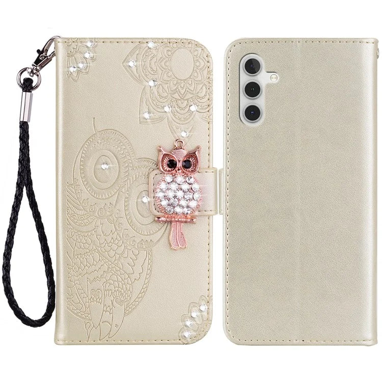 For Samsung Galaxy A55 5G Leather Case Rhinestone Wallet Phone Cover with Stand