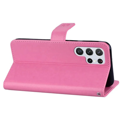 For Samsung Galaxy S24 Ultra Wallet Case Owl Flower Imprinted Rhinestone Leather Cover