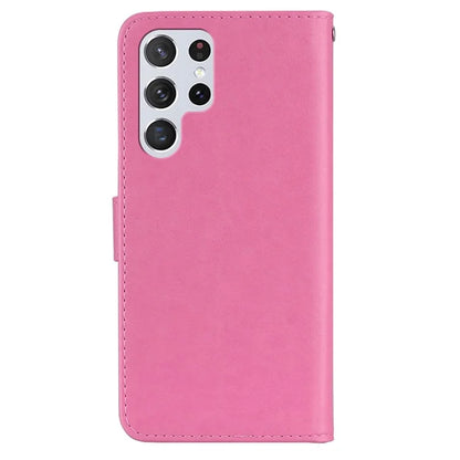 For Samsung Galaxy S24 Ultra Wallet Case Owl Flower Imprinted Rhinestone Leather Cover