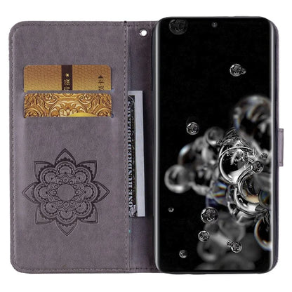 For Samsung Galaxy S24 Ultra Wallet Case Owl Flower Imprinted Rhinestone Leather Cover