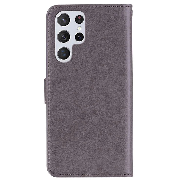 For Samsung Galaxy S24 Ultra Wallet Case Owl Flower Imprinted Rhinestone Leather Cover