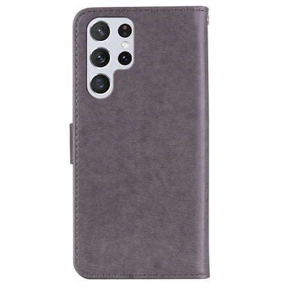 For Samsung Galaxy S24 Ultra Wallet Case Owl Flower Imprinted Rhinestone Leather Cover
