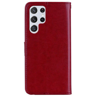 For Samsung Galaxy S24 Ultra Wallet Case Owl Flower Imprinted Rhinestone Leather Cover