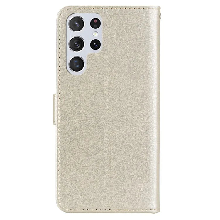 For Samsung Galaxy S24 Ultra Wallet Case Owl Flower Imprinted Rhinestone Leather Cover