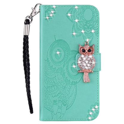 For Samsung Galaxy S24 Ultra Wallet Case Owl Flower Imprinted Rhinestone Leather Cover