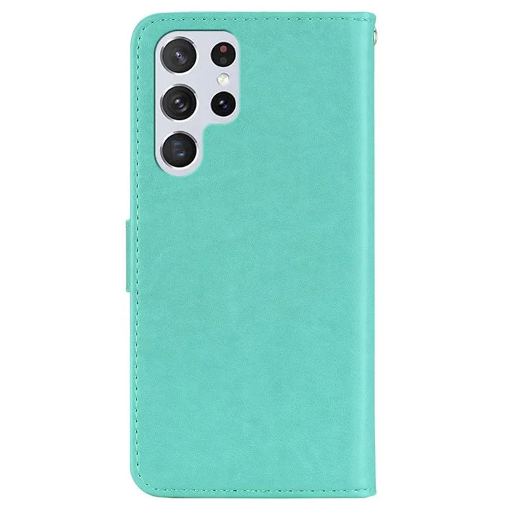 For Samsung Galaxy S24 Ultra Wallet Case Owl Flower Imprinted Rhinestone Leather Cover