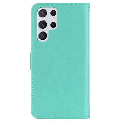 For Samsung Galaxy S24 Ultra Wallet Case Owl Flower Imprinted Rhinestone Leather Cover