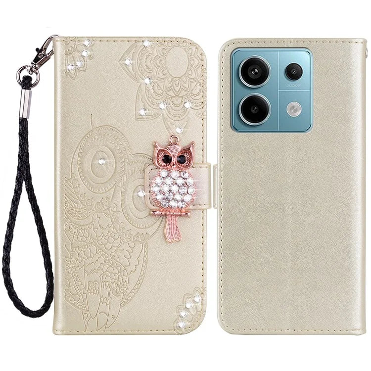 For Xiaomi Redmi Note 13 Pro 5G / Poco X6 5G Case Wallet Flip Phone Leather Cover Owl Flower Imprinted