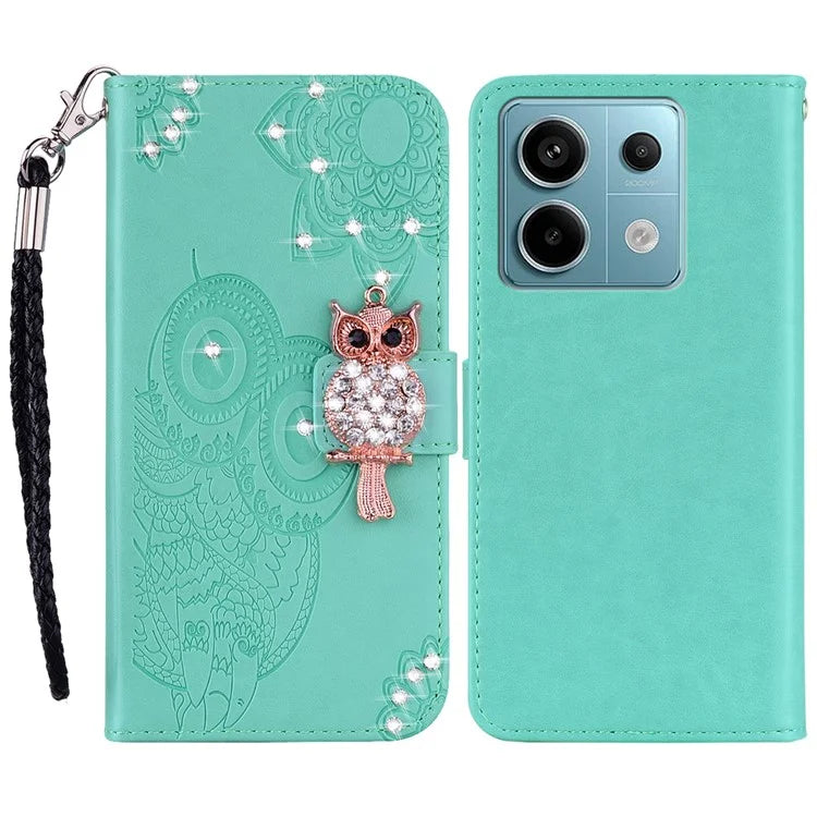 For Xiaomi Redmi Note 13 Pro 5G / Poco X6 5G Case Wallet Flip Phone Leather Cover Owl Flower Imprinted