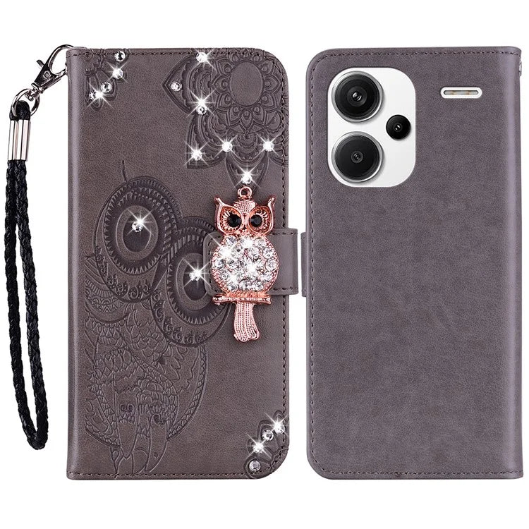 For Xiaomi Redmi Note 13 Pro+ 5G Case Wallet Leather Cover Rhinestone Decor
