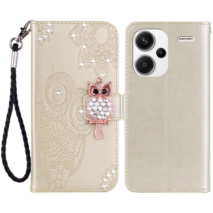 For Xiaomi Redmi Note 13 Pro+ 5G Case Wallet Leather Cover Rhinestone Decor