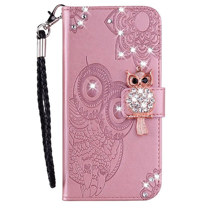 For Xiaomi Redmi Note 13 Pro+ 5G Case Wallet Leather Cover Rhinestone Decor