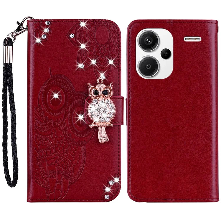 For Xiaomi Redmi Note 13 Pro+ 5G Case Wallet Leather Cover Rhinestone Decor