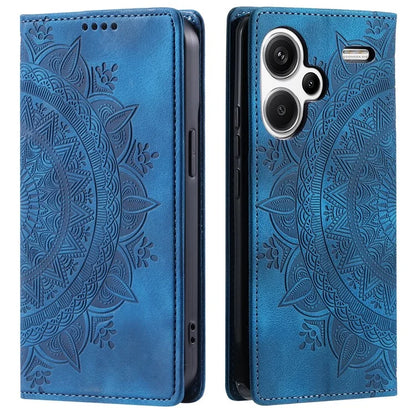 For Xiaomi Redmi Note 13 Pro+ 5G Wallet Phone Case Imprinted Flower Pattern Leather Flip Cover