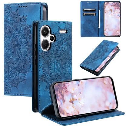 For Xiaomi Redmi Note 13 Pro+ 5G Wallet Phone Case Imprinted Flower Pattern Leather Flip Cover
