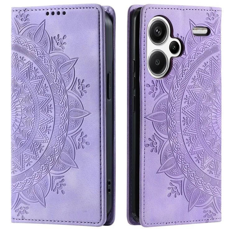 For Xiaomi Redmi Note 13 Pro+ 5G Wallet Phone Case Imprinted Flower Pattern Leather Flip Cover