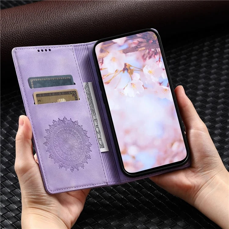 For Xiaomi Redmi Note 13 Pro+ 5G Wallet Phone Case Imprinted Flower Pattern Leather Flip Cover