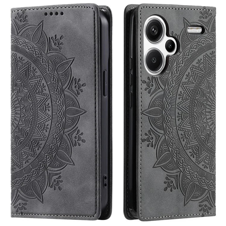 For Xiaomi Redmi Note 13 Pro+ 5G Wallet Phone Case Imprinted Flower Pattern Leather Flip Cover