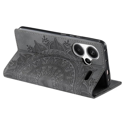 For Xiaomi Redmi Note 13 Pro+ 5G Wallet Phone Case Imprinted Flower Pattern Leather Flip Cover