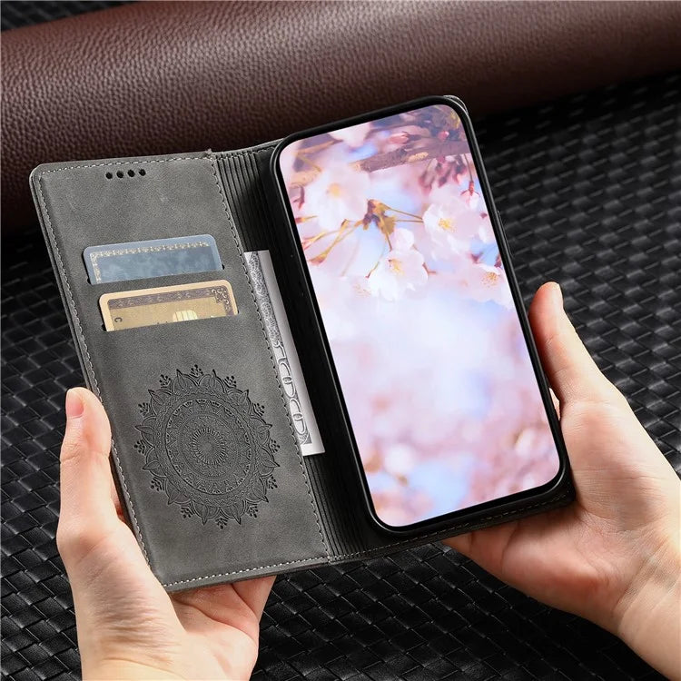 For Xiaomi Redmi Note 13 Pro+ 5G Wallet Phone Case Imprinted Flower Pattern Leather Flip Cover