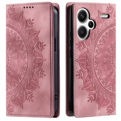 For Xiaomi Redmi Note 13 Pro+ 5G Wallet Phone Case Imprinted Flower Pattern Leather Flip Cover