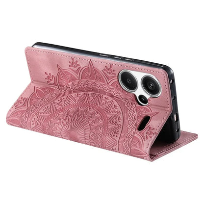 For Xiaomi Redmi Note 13 Pro+ 5G Wallet Phone Case Imprinted Flower Pattern Leather Flip Cover