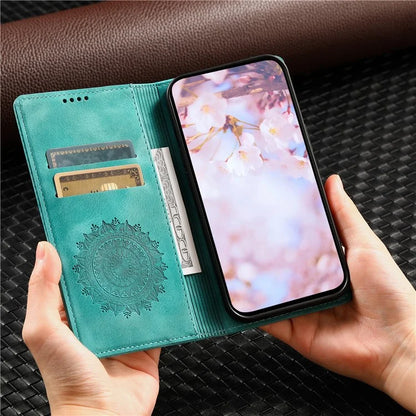 For Xiaomi Redmi Note 13 Pro+ 5G Wallet Phone Case Imprinted Flower Pattern Leather Flip Cover