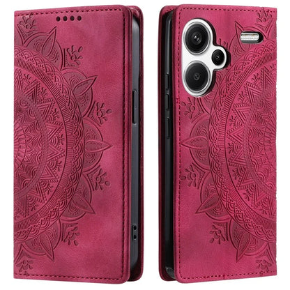 For Xiaomi Redmi Note 13 Pro+ 5G Wallet Phone Case Imprinted Flower Pattern Leather Flip Cover