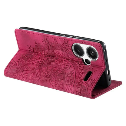 For Xiaomi Redmi Note 13 Pro+ 5G Wallet Phone Case Imprinted Flower Pattern Leather Flip Cover