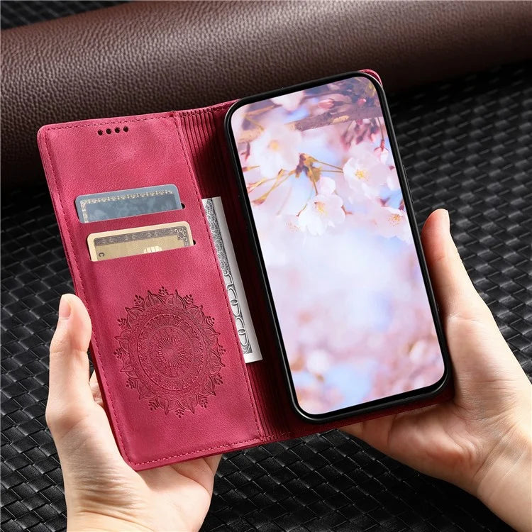 For Xiaomi Redmi Note 13 Pro+ 5G Wallet Phone Case Imprinted Flower Pattern Leather Flip Cover