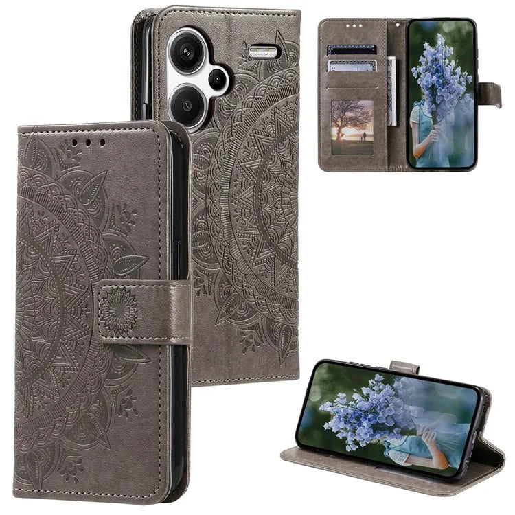 For Xiaomi Redmi Note 13 Pro+ 5G Case Mandala Flower Imprinted PU Leather Flip Cover