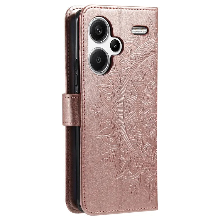 For Xiaomi Redmi Note 13 Pro+ 5G Case Mandala Flower Imprinted PU Leather Flip Cover Gold