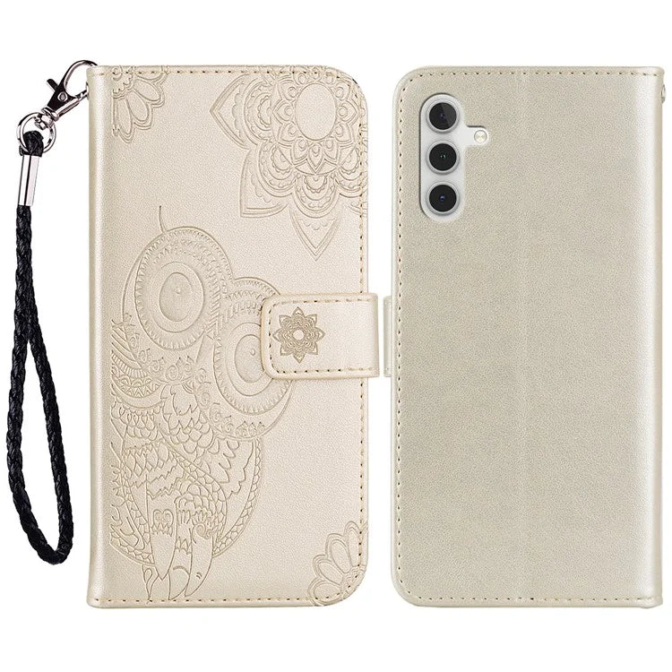 For Samsung Galaxy S24+ Leather Case Wallet Stand Cover Owl Flower Pattern