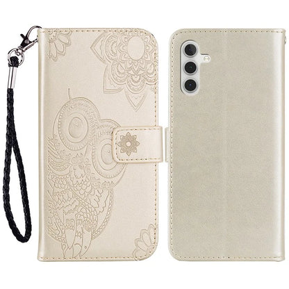 For Samsung Galaxy S24+ Leather Case Wallet Stand Cover Owl Flower Pattern