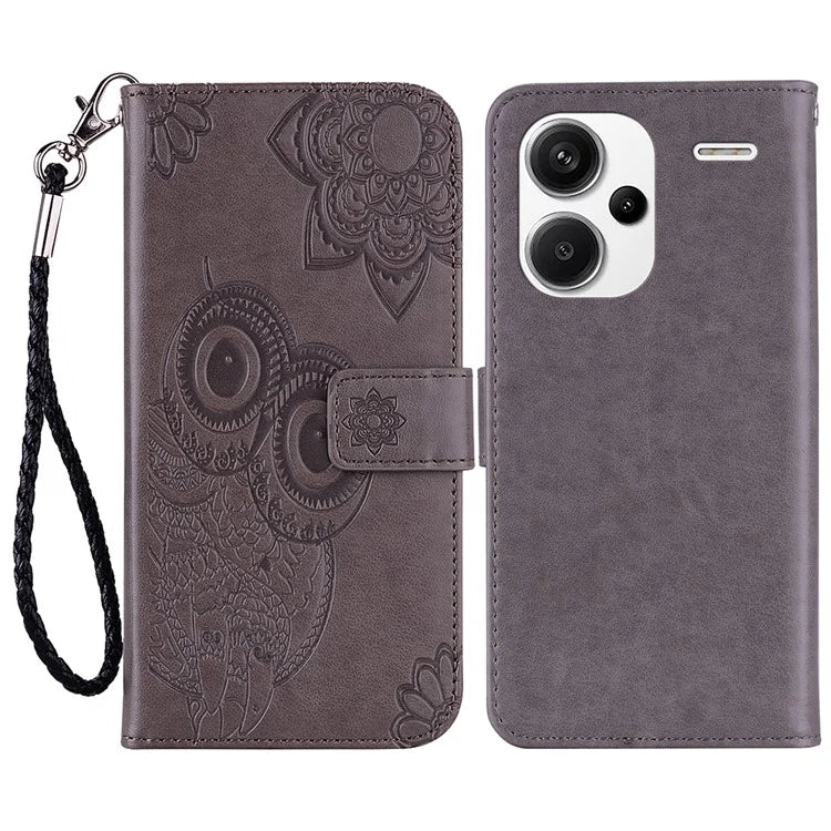 For Xiaomi Redmi Note 13 Pro+ 5G Leather Case Owl Imprinted Wallet Phone Cover Stand