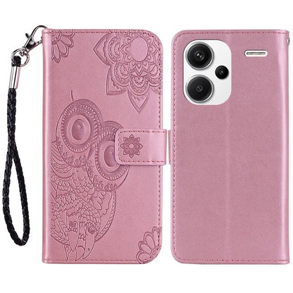 For Xiaomi Redmi Note 13 Pro+ 5G Leather Case Owl Imprinted Wallet Phone Cover Stand