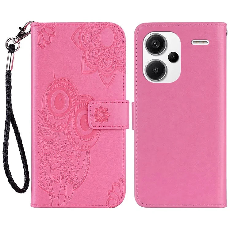 For Xiaomi Redmi Note 13 Pro+ 5G Leather Case Owl Imprinted Wallet Phone Cover Stand