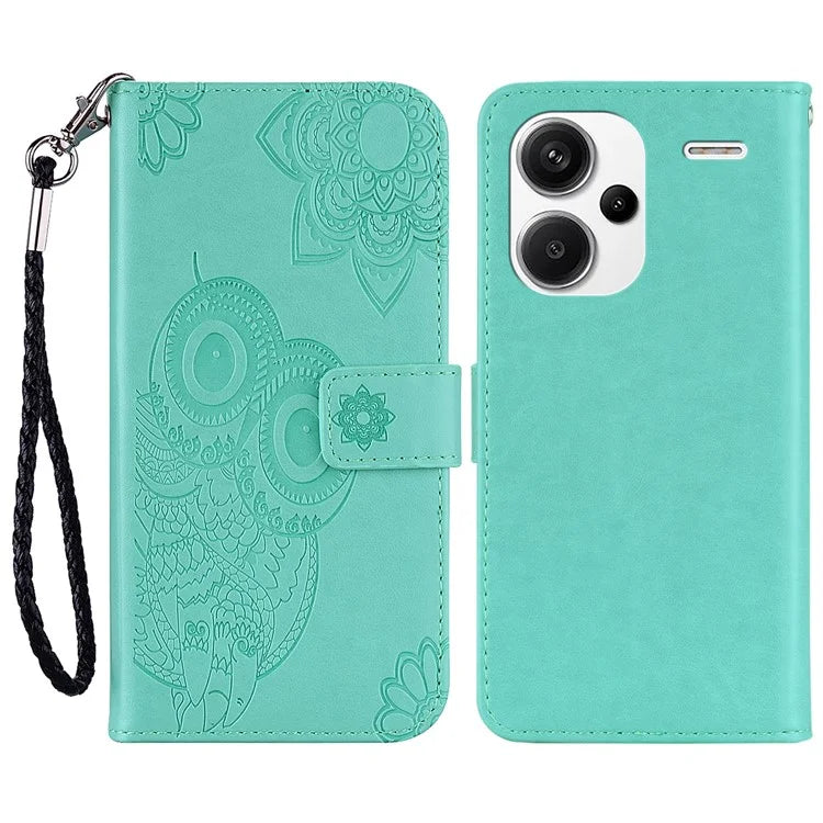 For Xiaomi Redmi Note 13 Pro+ 5G Leather Case Owl Imprinted Wallet Phone Cover Stand